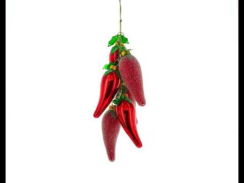 Chili Peppers Glass Christmas Ornament