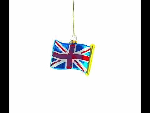 Waving Flag of United Kingdom Glass Christmas Ornament