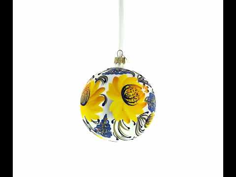 Gelbe Adonisblumen-Glaskugel-Ornament