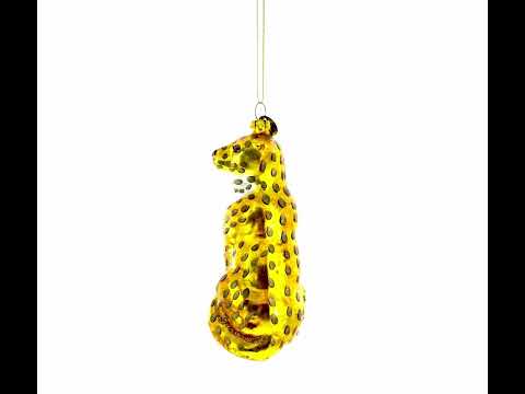 Adorno navideño de cristal con diseño de leopardo moteado