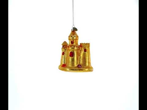Beachy Sand Castle Glass Christmas Ornament