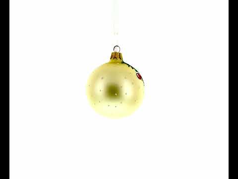 Cheerful Rottweiler  Glass Ball Christmas Ornament 3.25 Inches