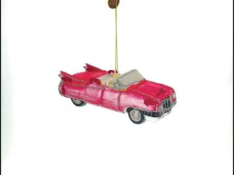 Classic Convertible Retro Car Glass Christmas Ornament