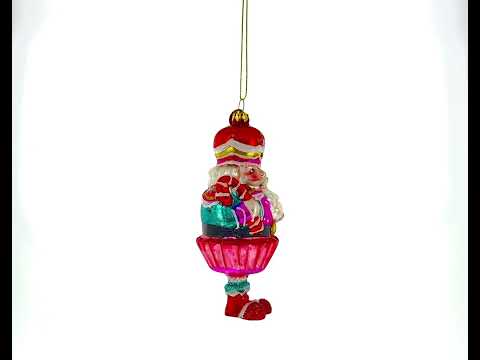 Nutcracker with Cupcake Glass Christmas Ornament