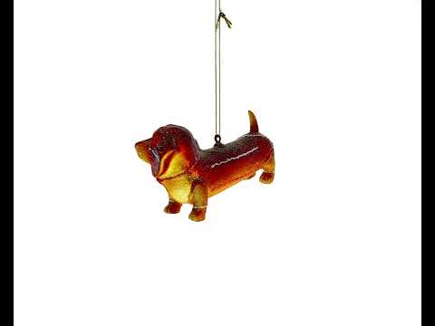 Dachshund with Bow Tie Glass Christmas Ornament