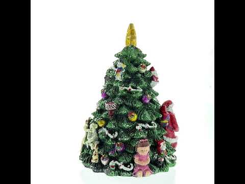 Santa Christmas Tree Musical Figurine with Spinning Motion with Star Topper