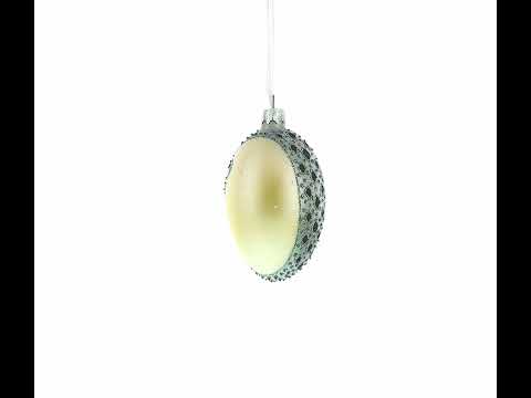 French Designer Jeweled Panther Glass Egg Christmas Ornament 4 Inches