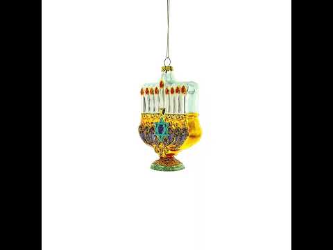 Hanukkah Menorah Glass Christmas Ornament