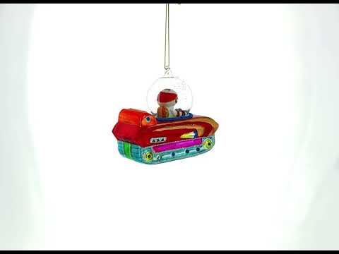 Astronaut in Space Vehicle Glass Christmas Ornament