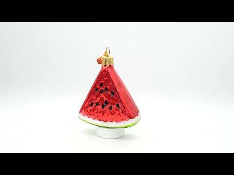 Juicy Watermelon Slice with Black Seed Glass Christmas Ornament