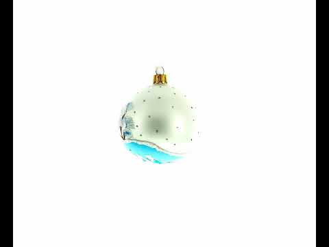 Puppy on the Snow Glass Christmas Ornament 3.25 Inches