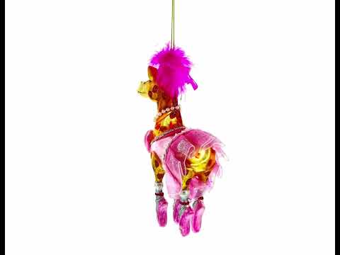 Twirling Giraffe Ballerina Glass Christmas Ornament