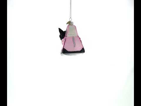 Boston Terrier in rosa Handtasche Glas-Weihnachtsornament