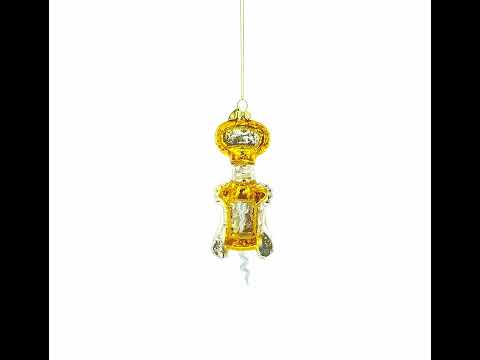 Adorno navideño de cristal con forma de sacacorchos, dorado y plateado