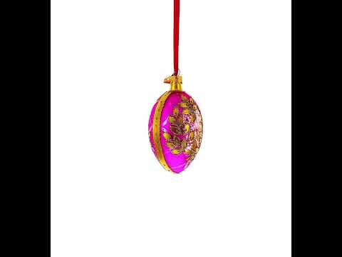 Golden Branches On Pink Glass Egg Ornament 4 Inches