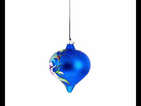 Floral Lilies Onion-Shape Finial Glass Christmas Ornament