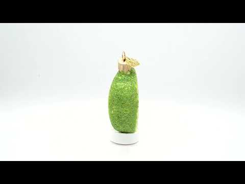 Lime Fruit Slice with Sparkle Finish Glass Christmas Ornament