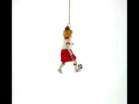Girl Playing Soccer Glass Christmas Ornament