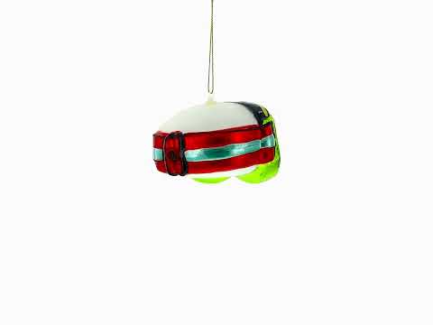 Mountain View Ski Goggles Glass Christmas Ornament