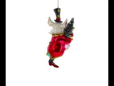 Vintage-Style Dapper Pig Glass Christmas Ornament