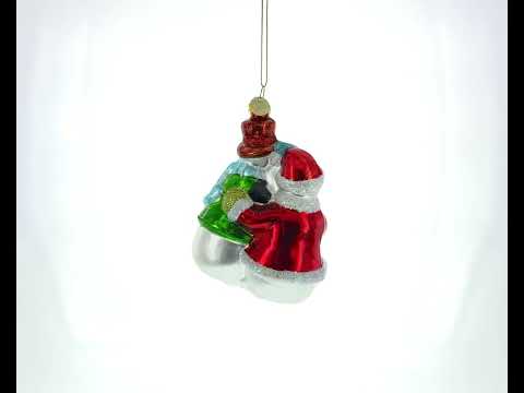 Snowman Family with Baby Glass Christmas Ornament