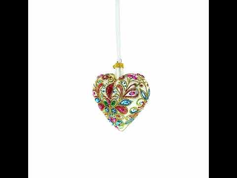 Vergoldeter barocker Edelstein-Herz-Glasornament