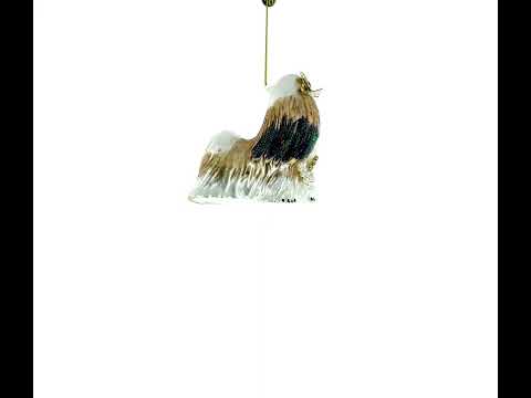 Shih Tzu with Pearls Glass Christmas Ornament
