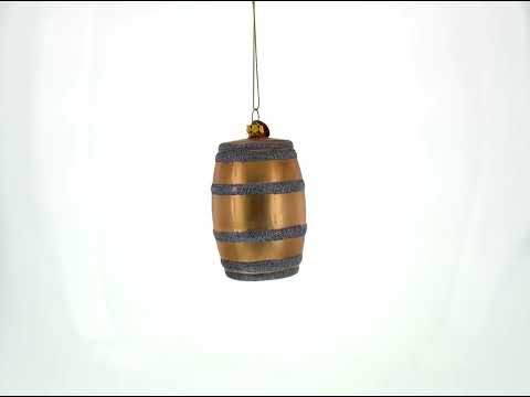 Aged Whiskey Barrel Glass Christmas Ornament