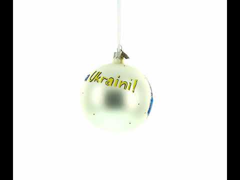 Kosak mit ukrainischer Flagge, Glaskugel, Weihnachtsschmuck, 10 cm