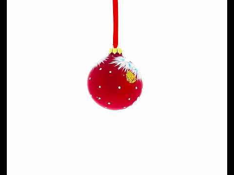 Jolly Puppy in Santa Hat Glass Ball Christmas Ornament 3.25 Inches