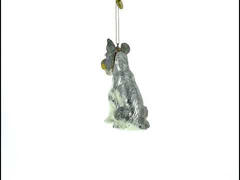 Schnauzer Sitting Pretty Glass Christmas Ornament