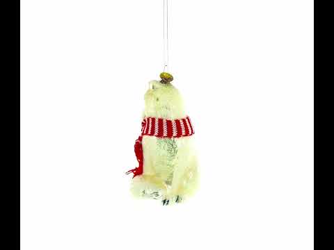 Arctic Fox with Scarf Glass Christmas Ornament