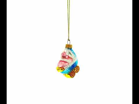 Newborn Baby Girl in a Stroller Glass Christmas Ornament