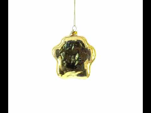 Whimsical Paw Print Glass Christmas Ornament
