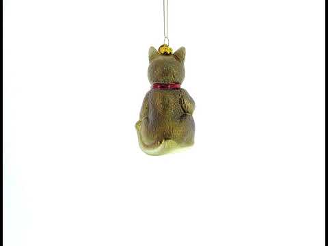 I Love Cats Glass Christmas Ornament