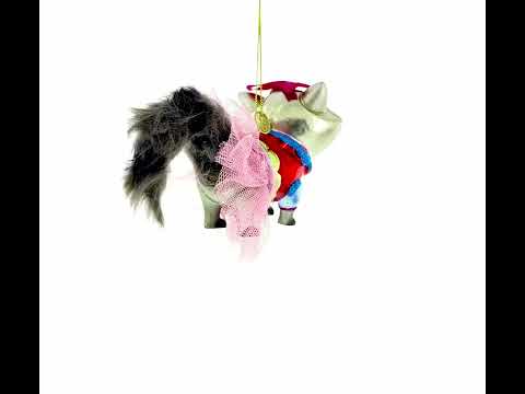 Raccoon in Dress Glass Christmas Ornament