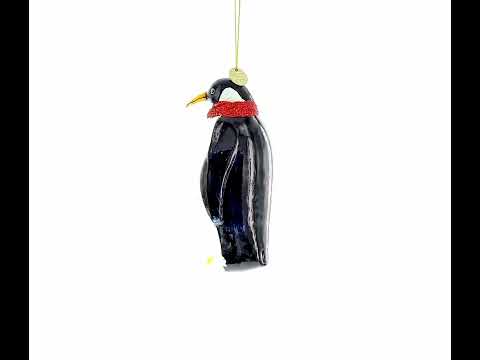 Weihnachtsschmuck aus Glas: Pinguin mit Schal