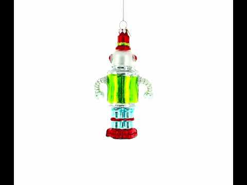 Retro-Roboter-Schneemann-Weihnachtsornament aus Glas