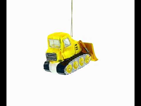 Bulldozer with Front Blade Glass Christmas Ornament