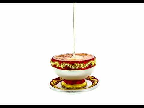 Adorno navideño de cristal con forma de taza de capuchino roja