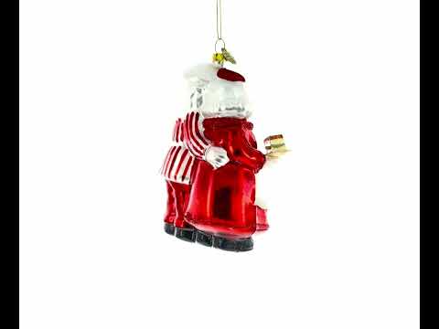 Mr. and Mrs. Santa Baking Cake Glass Christmas Ornament