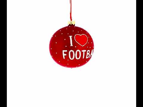 Football Glass Ball Christmas Sports Ornament 4 Inches