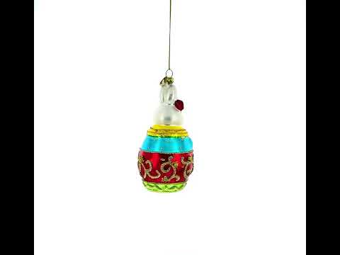 Dressed Bunny Glass Christmas Ornament