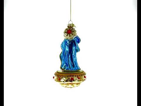 Reverent Virgin Mary with Baby Jesus Glass Christmas Ornament