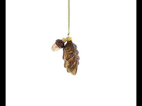 Oak Leaf and Acorn Glass Christmas Ornament