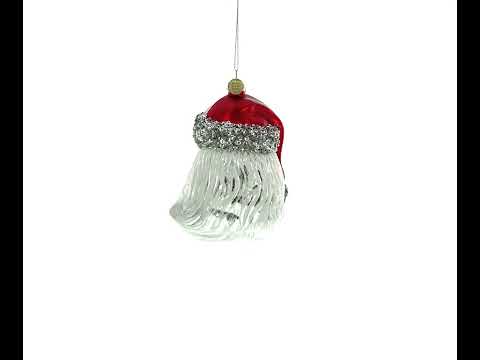 Santa Head Glass Christmas Ornament