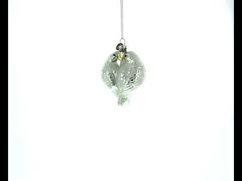 Romantic Two Doves in Heart Glass Christmas Ornament