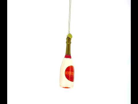 Sparkling Prosecco Bottle Blown Glass Christmas Ornament