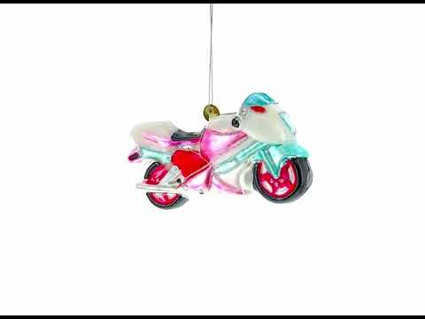 Motorcycle Glass Christmas Ornament