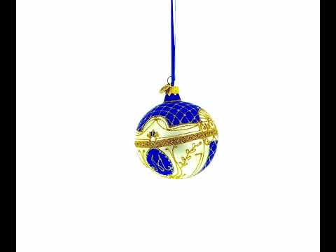 1903 Exquisite Royal Danish White Egg Glass Ball Christmas Ornament 3.25 Inches
